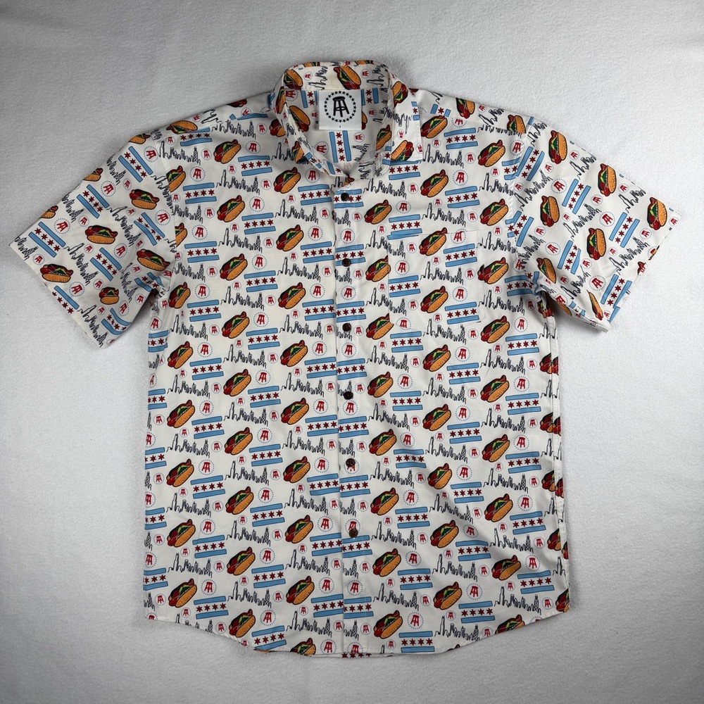 Tropical Bros x Barstool Men's Chicago Hot Dog Hawaiian Short Sleeve Shirt Large - Picture 5 of 8